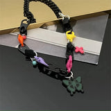 DAIIIBABYYY  -  Y2K Color Button zipper Head Splicing Butterfly Pendant necklace Punk trend Acrylic choker women's personality jewelry accessori