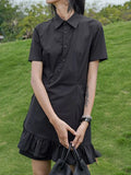 Daiiibabyyy  Shirt Collar Dress New Summer Design Little Black Dress China-Chic Style  birthday dress for women