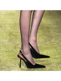 DAIIIBABYYY   -  Pointed Stiletto Heels Women Pumps Leather 2024 Summer Designer Mule Sandals Elegant Sexy Office High Heels Shoes Female New