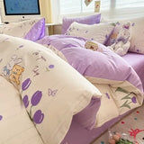 DAIIIBABYYY  -  Bedding Class A All Cotton Face Mask Dormitory Skin friendly Fresh Bed Sheet and Quilt Cover Pure Cotton Four piece Set Three