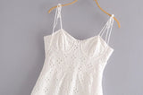 Daiiibabyyy  Women White Lace Hollow Out Embroidery With Wire Bra Chest Sling Mini Dress Romantic Backless Sling Party Club Bodycon Dresses