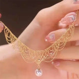 Daiiibabyyy  Fashion Grace Dazzling Pearl Lace Pendant Necklace for Women Gentle Temperament Ladies Clavicle Chain Exquisite Party Jewelry