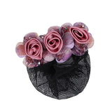 Daiiibabyyy  Spring Clip Beaded Crochet Hair Clip Barrettes For Flight Attendant Women Bun Net Crystal Hairnet Cover Zircon Flower Bun Snood