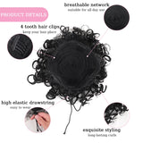 Daiiibabyyy  Messy Curly Hair Bun Ponytail Extensions Wig Synthetic Curly Wavy Hair Ponytail with Drawstring&Combs for Women Daily Party Wear