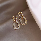 Daiiibabyyy  Exquisite Luxury Micro Inlaid Zircon Geometric Square Earrings for Woman Korean Fashion Jewelry Party Girls Unusual Earring