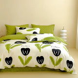 DAIIIBABYYY  -  New Little Fresh Pure Cotton Four Piece Set with 40 Thread Count All Cotton Bedding Ins Bed Sheet and Quilt Set with 4