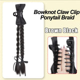 Daiiibabyyy  Synthetic Claw Clip Ponytail Braid With Butterfly Grip 18Inch Brown Black Twisted Braid Ponytail Claw Curly Hair Extension