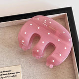Daiiibabyyy  New Style Polka Dot Hair Claw M-Shaped Classic Claw Clips Elegant Hairpin Shark Clips Hair Accessories for Women Girls