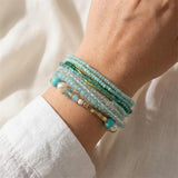 Daiiibabyyy  10PCS Handmade Rice Bead Bracelet Set for Women Elegant Pearl Crystal Multilayer Stretch Stackable Bangle Y2K Aesthetic Jewelry