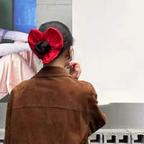 DAIIIBABYYY  -  New Year's festive red satin love hair band ball head rubber band hair rope low ponytail hair accessories headgear
