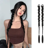 Daiiibabyyy  70cm Twist Braid Ponytail High Elastic Wig Women Hair Side Natural Wig Dreadlocks Black Hous Tail Hairpiece Hair Accessories