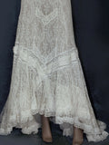 DAIIIBABYYY  -  Women High Waist Skirt Sweet White Elegant Guipure Lace Ruffle Trim Asymmetric Hem Vintage Casual Transparent Maxi Skirt 2025