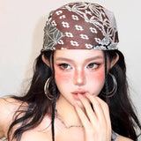 Daiiibabyyy  Vintage Y2K Spicy Girl Head Wrap Square Scarf Hip Hop Streetwear Bandana for Women Trendy Dance Party Hair Accessories Gift