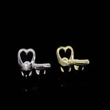 Daiiibabyyy  1Pcs Hip-Hop Hollowed-Out Heart-Shaped Horizontal Line Double-Set Braces a Cool And Shiny Gold Tooth Accessory For Daily Outings