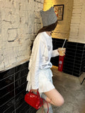 DAIIIBABYYY  -  Y2k Aesthetic Shell Printing Streetwear Basic T-shirts Preppy Style Spring Loose White Tops Women Casual Harajuku Grunge Shirts