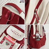 Daiiibabyyy  New Design Nylon School Bag Red Color Large Capacity Backpack Multifunctional Shoulder Bag