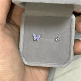 Daiiibabyyy  Asymmetric Dreamy Purple Blue Butterfly Stud Earrings Gothic Dark Insect Earrings Women Fashion Jewelry