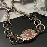 DAIIIBABYYY  -  Fashion Punk Ring Hollowed-Out Watch Collarbone Chain Lady Lovely Exquisite Necklace Gift For Girlfriend
