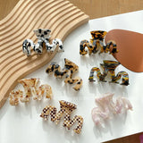 DAIIIBABYYY  -  8.8cm Medium Size Hair Claw Hairclip with Squares Headwear Accessories for Girls  Wave Shaped Euro-American Style INS