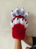 Daiiibabyyy  New Kawaii Animal Paw Gloves, Plush Cosplay Claw Mittens with Movable Nails for Anime Costume Party