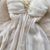 DAIIIBABYYY  -  Elegant Sexy Asymmetric Sleeveless Pleated Backless Chiffon Slip Dresses Fairy A-line Summer Slim Women Beach Vacation Clothing