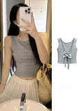 DAIIIBABYYY  -  Hot Girl Sexy Bow Exposes Beautiful Back Camisole Women's 2024 Summer Plaid Sleeveless Short Slim Suspender Tops Female Clothing