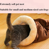 DAIIIBABYYY  -  Warm Cat Sleeping Autumn Winter Warmth Tunnel Cat Nest Wool Warmth Cat Comfortable Semi Enclosed Cute Dog Nest Cat Accessories