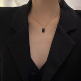 Daiiibabyyy Fashion Minimalist Black Rectangular Pendant Necklace Brand Design Clavicle Chain Choker Neckalce Jewelry Gift