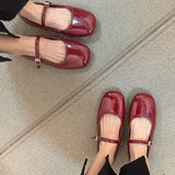 Daiiibabyyy 2024 Spring New Women Black Flat Shoes Fashion Red Ladies Casual Dress Mary Jane Shoes Soft Sole Round Toe Outdoor Ballerina