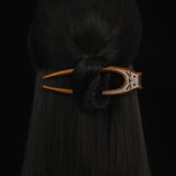 Daiiibabyyy  Cute Little Bear Cat U-shaped Handmade  Sandalwood Hairpin for Women Hanfu Accessory Temperament Hair Jewelry Gift