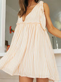 Daiiibabyyy  Women s Maternity Dress Casual Striped Sleeveless V-Neck Tie-Shoulder Mini Dress with Loose Fit for Summer Beach Party