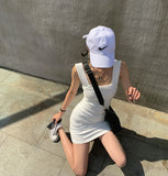 DAIIIBABYYY  -  Sexy Black Mini Dress Women Streetwear Square Collar Sundress Korean White Bodycon One Pieces Dresses Summer Vestidos New