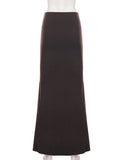 Daiiibabyyy  Women's Brown Long Maxi Skirt, Drawstring Waist, Beaded Tassel, Side Slit, Boho Summer Flowy Casual High Waist, Party