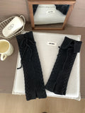 Daiiibabyyy  Y2K New Millennium Hot Girl Strap Knit Leg Warmers Ins Simple Split Folded Edge Leg Warmers Winter Warm Thick Yarn Leg Warmers