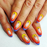 Daiiibabyyy  The Year Of The Loong Series Almond Fake Nails Wearable Manicure Full Cover Press on Nails Pointed Head 3D Long Fake Nails Girl