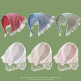 Daiiibabyyy Summer Lace Flower Headscarf Women French Pastoral Style Triangle Hair Scarf Girl Light Sunscreen Headcloth Female Soft Kerchief