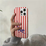 Daiiibabyyy  Crystal transparent white IND red and white striped spotted leopard phone case for iPhone 11 12 13 14 15 16 17 Pro Max
