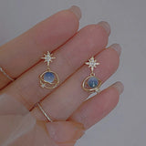 DAIIIBABYYY  -  Fashion Cosmic Star River Earrings Blue Opal Niche Unique Planet Earrings Ear Studs Women Versatile Ear Jewelry