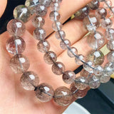 DAIIIBABYYY  -  Natural Black Rutilated Quartz Bracelet Crystal Women Men Rutilated Clear Round Beads Wealthy Stone From Brazil  7/9/13MM
