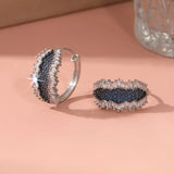Daiiibabyyy  Shining Square cubic zirconia Wrapping Blue zirconia Earrings Women Noble and Elegant Engagement and Wedding Party Hoop Earrings