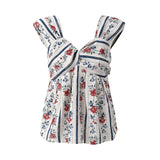 DAIIIBABYYY  -  Women's French Retro Niche Floral Print Vests 2024 Summer V-neck Sleevless  Backless Age-reducing Slim Tank Tops Female Clothing