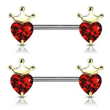 DAIIIBABYYY  -  1 Pair Stainless Steel Love Heart Shape Nipple Piercing Cubic Zirconia Butterfly Crown Barbell Tongue Piercing Body Jewelry