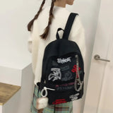 Daiiibabyyy  Gothic Rock Backpack For Men And Women Large Capacity Canvas Casual Backpack With Metal & Patchwork Accents for Daily Use