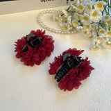 Daiiibabyyy  1pc new rose flower temperament petal clip fashionable shark clip clip Western hair clip