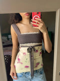 Daiiibabyyy  Fashion Polka Dot Rose Lace Tie Front Women Shirt Elegant Square Neck Sleeveless Ruched Blouse New Commute Street Outerwear