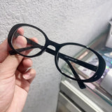 Daiiibabyyy  Y2K Oval Glasses Retro Oversized Square Frame Eyewear Fashion Black Red Spectacles Anti Blue Light Computer Reading Eyeglasses