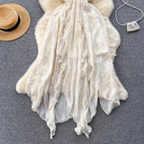 DAIIIBABYYY  -  Elegant Sexy Asymmetric Sleeveless Pleated Backless Chiffon Slip Dresses Fairy A-line Summer Slim Women Beach Vacation Clothing