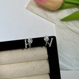Daiiibabyyy  Sweet Temperament Tulip Rhinestone Pearl Double Layer Stud Earrings Ins Personalized Fashion Jewelry for Girls and Women