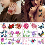 Daiiibabyyy  80 Sheets Flower Butterfly Tattoo Sticker Waterproof and Durable Temporary Tattoo