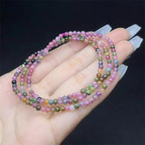 DAIIIBABYYY  -  3MM Natural Tourmaline Triple Circle Bracelet Women Healing Gemstone Crystal Strand Lovers Jewelry Gift 1PCS